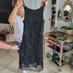 Carole Little Elegant Beaded Lined Black Dress